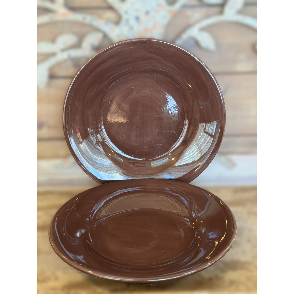 Pottery Barn Brown Dinner Plates – Set of 2, 12” Hand-Glazed Ceramic Dinnerware